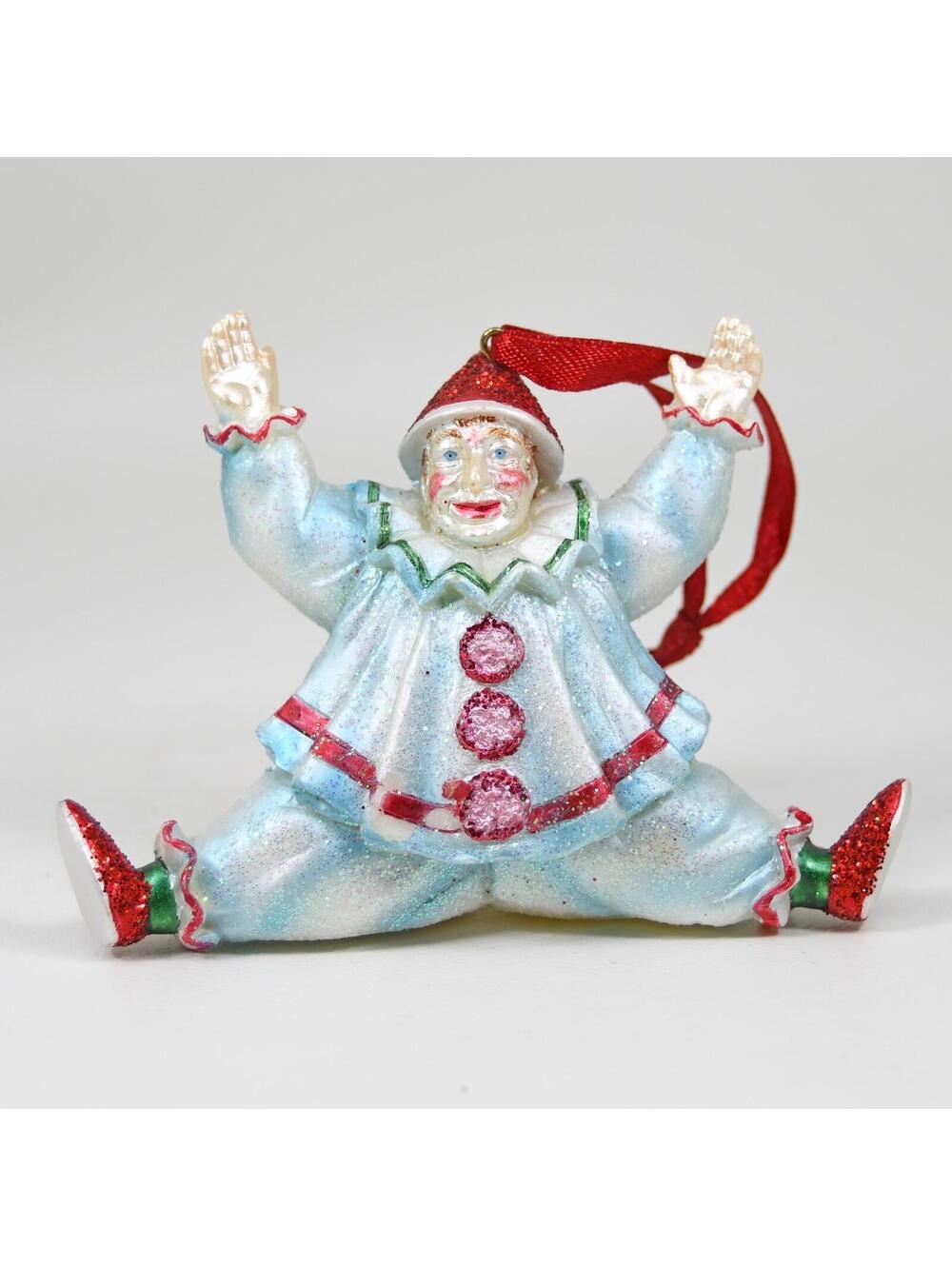 Rare Restoration Hardware Circus Clown Christmas Ornament VTG Resin Glittr AS IS